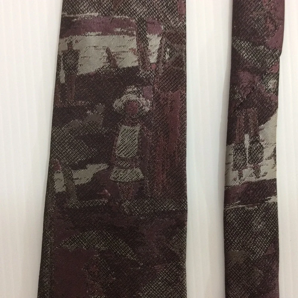 Salem Town Vintage MENS TIE NECKTIE 3.25 in Purple Gray Black Girl in the Shadow
